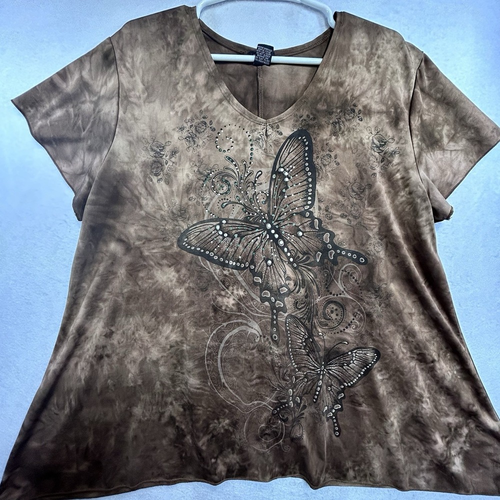 Vintage Plus Size Shannon Ford NY Wavy Brown Women's 2XL Whimsygoth Stretch